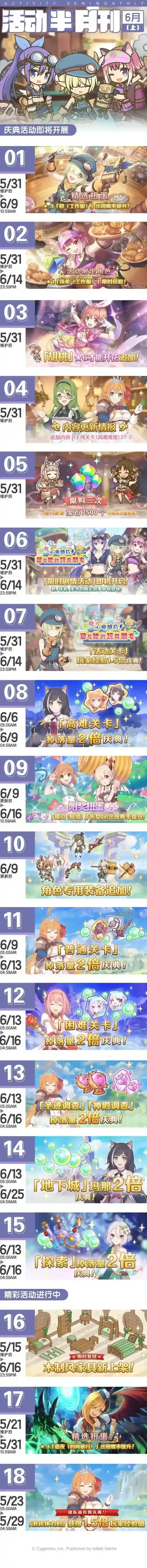 公主连结六月上旬常规活动开展预告