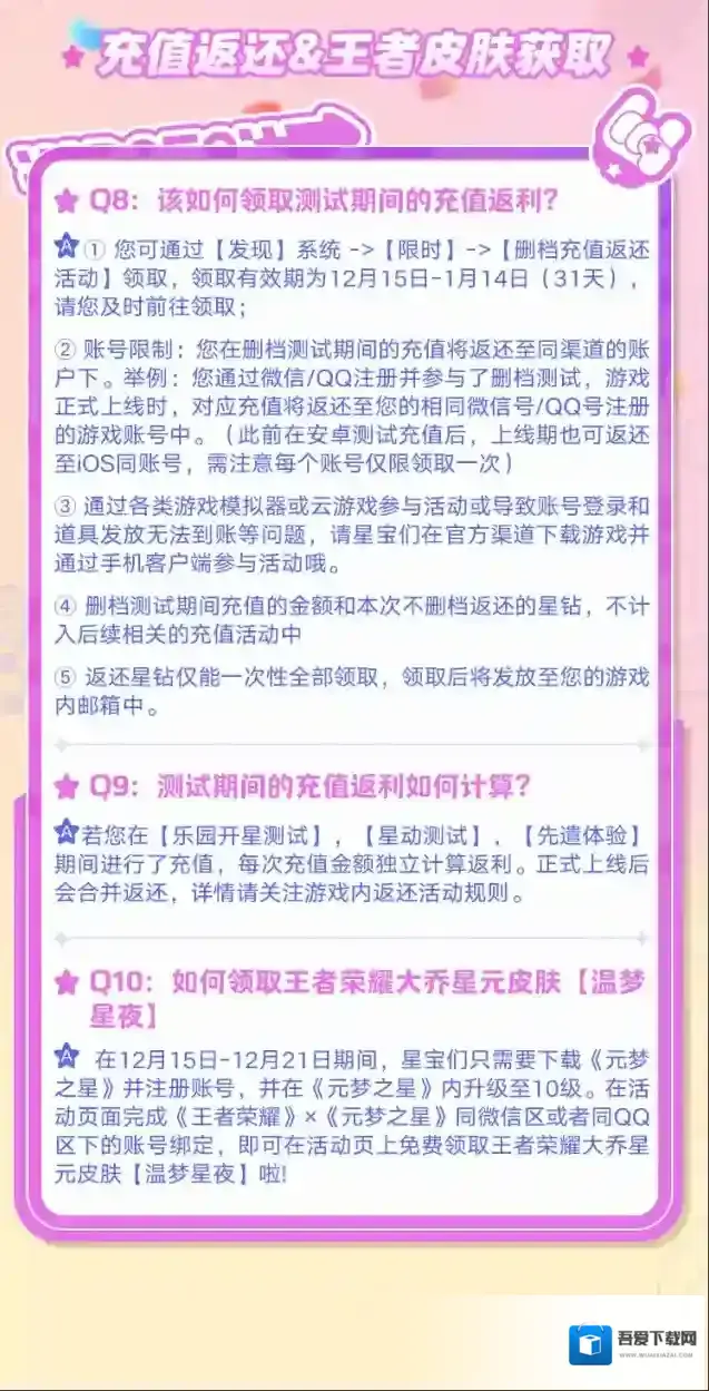 元梦之星充值返利领取方式、返利规则