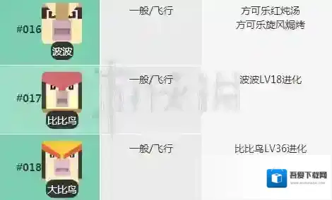 宝可梦探险寻宝波波食谱 大比鸟料理进化技能介绍