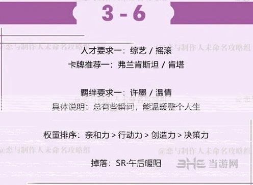 《恋与制作人》许墨拍摄副本3-6攻略大全