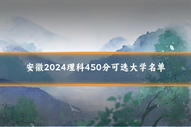 安徽2024理科450分可选大学名单
