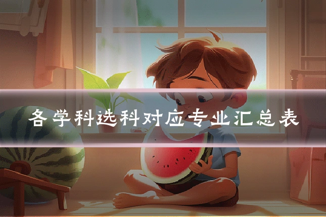 各学科选科对应专业汇总表