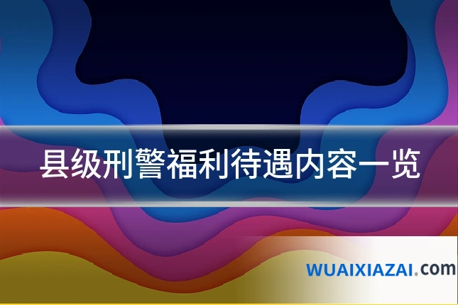 县级刑警福利待遇内容一览