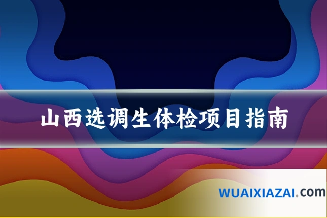 山西选调生体检项目指南