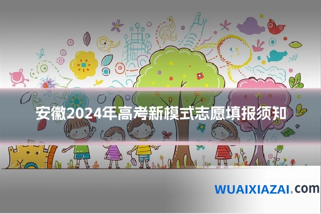 安徽2024年高考新模式志愿填报须知