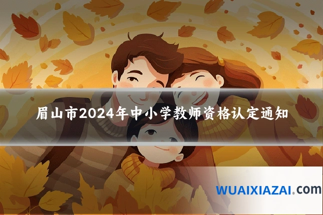 眉山市2024年中小学教师资格认定通知