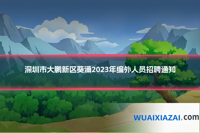 深圳市大鹏新区葵涌2023年编外人员招聘通知