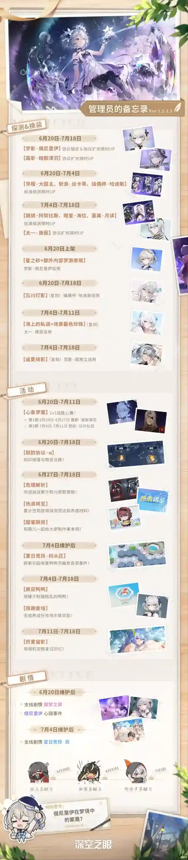 深空之眼【内含彩蛋密令】管理员的备忘录|「甜梦之旅」版本