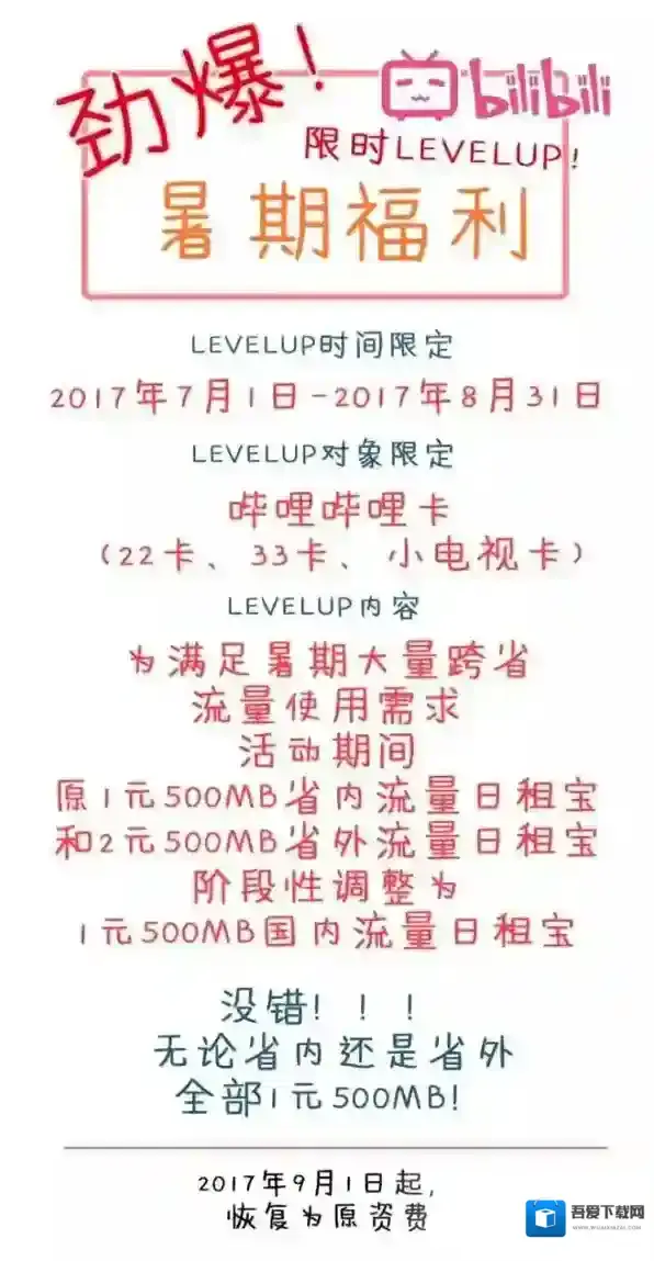 《哔哩哔哩》暑期专属流量卡的福利内容介绍