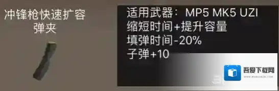 荒野行动冲锋枪快速扩容弹夹属性介绍图鉴