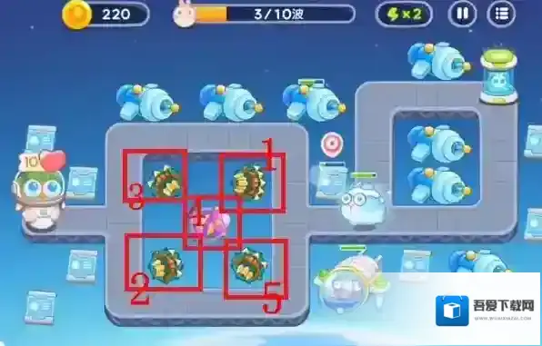 保卫萝卜4太空穿越第55关满星攻略